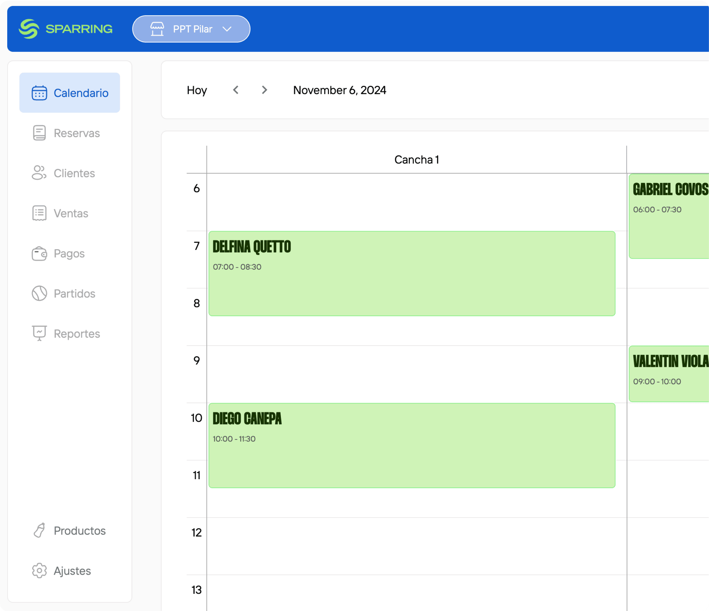 Calendario sparring club