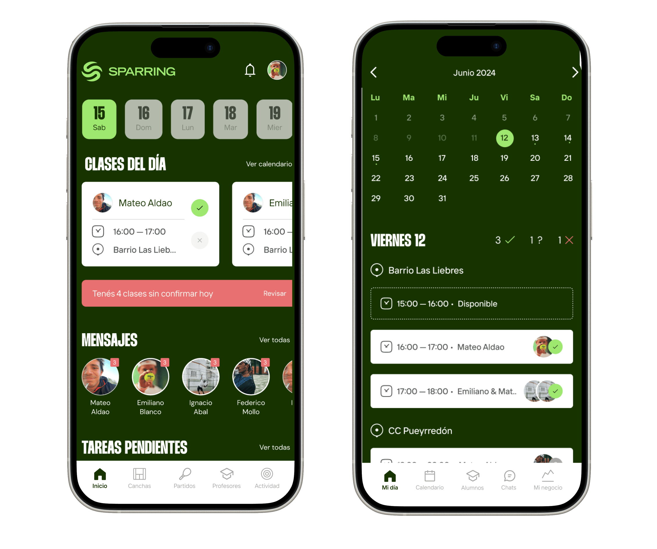Calendario sparring Coaches